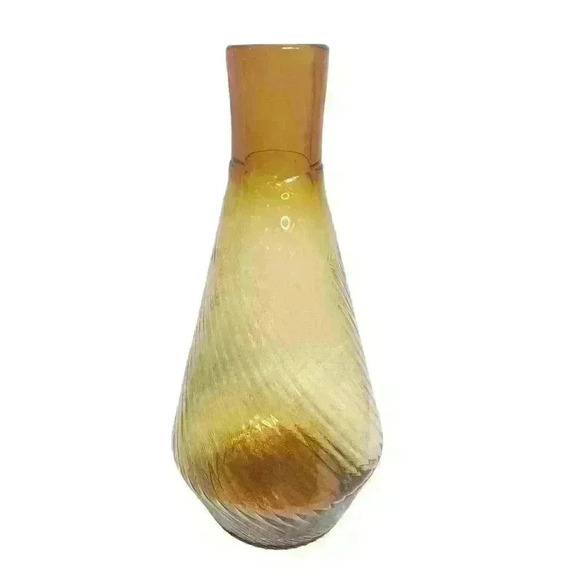 Amber Swirl Mid Century large glass floor vase - Picture 1 of 8